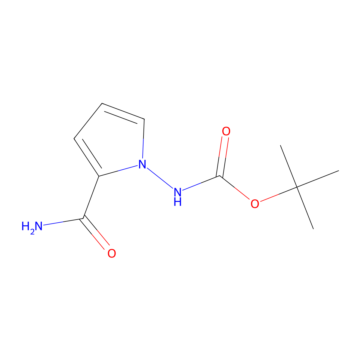 tert-Butyl (2-carbamoyl-1H-pyrrol-1-yl)carbamate molecular structure, CAS 1206824-76-1