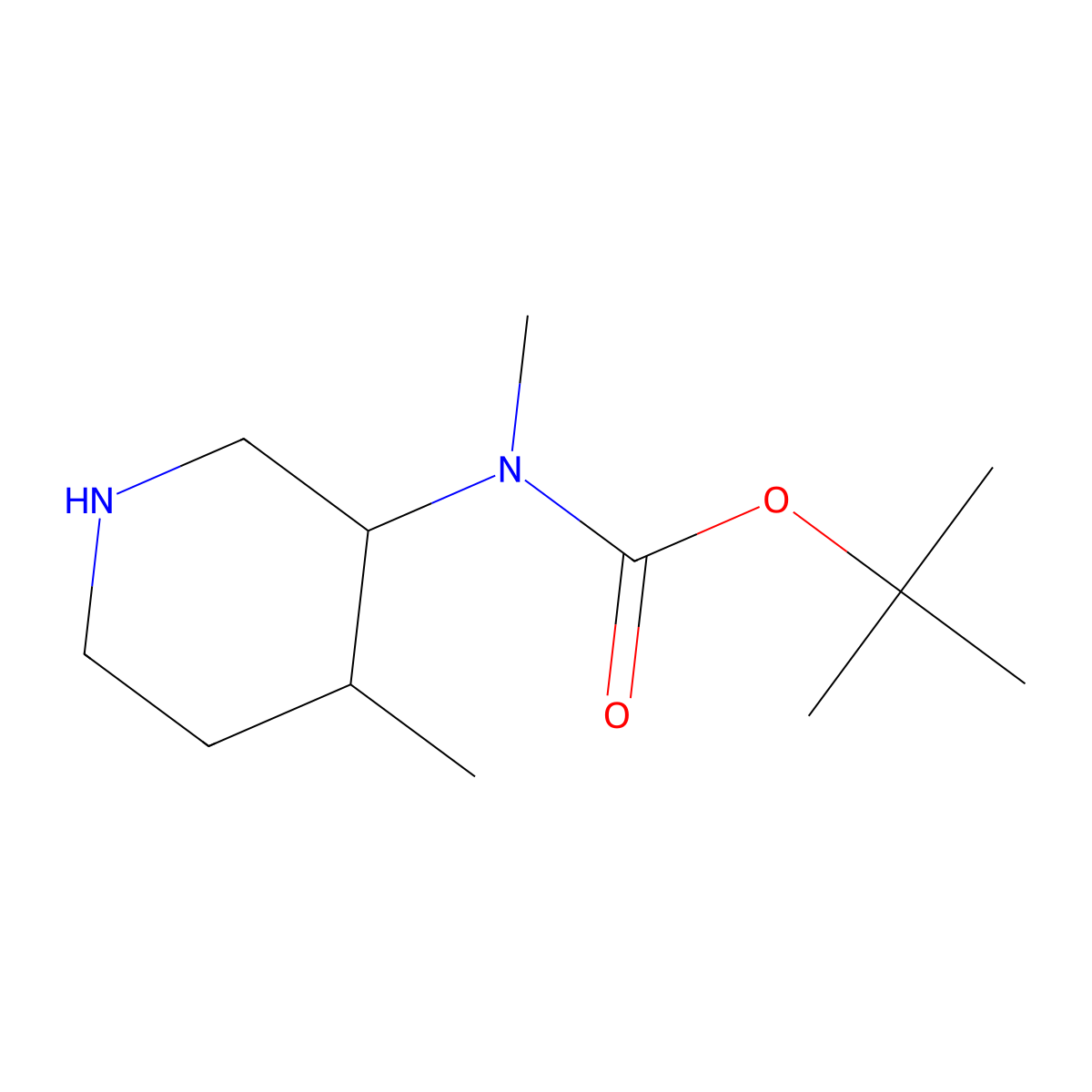 tert-butyl N-methyl-N-((3R,4R)-4-methylpiperidin-3-yl)carbamate molecular structure, CAS 1206824-89-6