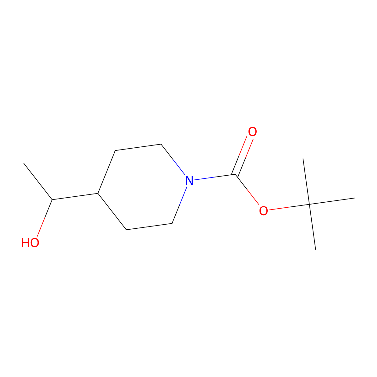 tert-butyl 4-[(1R)-1-hydroxyethyl]piperidine-1-carboxylate molecular structure, CAS 1206830-71-8