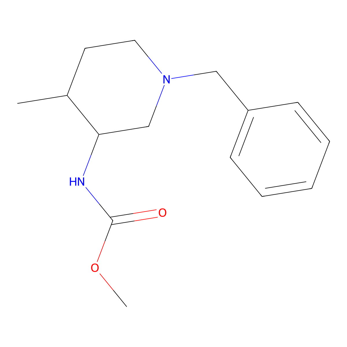 Methyl 1-benzyl-4-methylpiperidin-3-yl-carbamate molecular structure, CAS 1206875-41-3