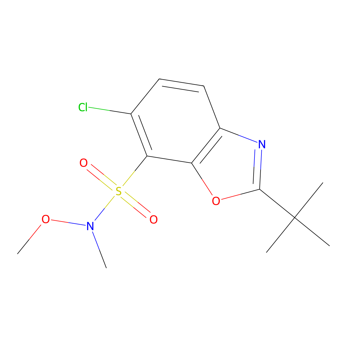 2-tert-Butyl-6-chloro-N-methoxy-N-methyl-1,3-benzoxazole-7-sulfonamide molecular structure, CAS 1206896-20-9