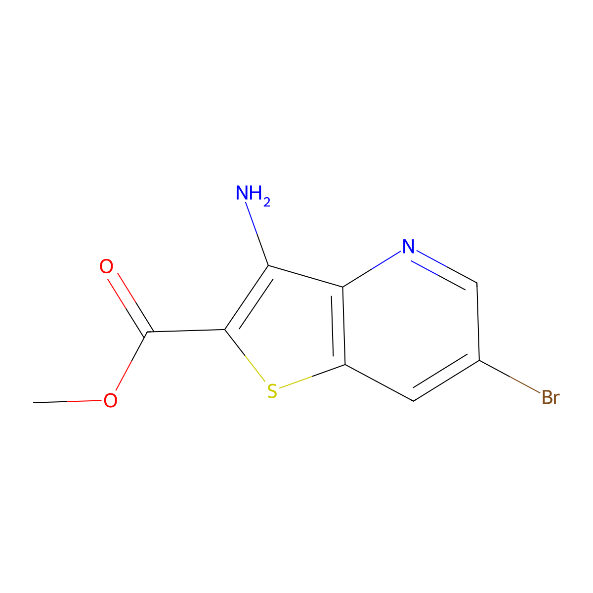Methyl 3-amino-6-bromothieno[3,2-b]pyridine-2-carboxylate molecular structure, CAS 1206907-38-1