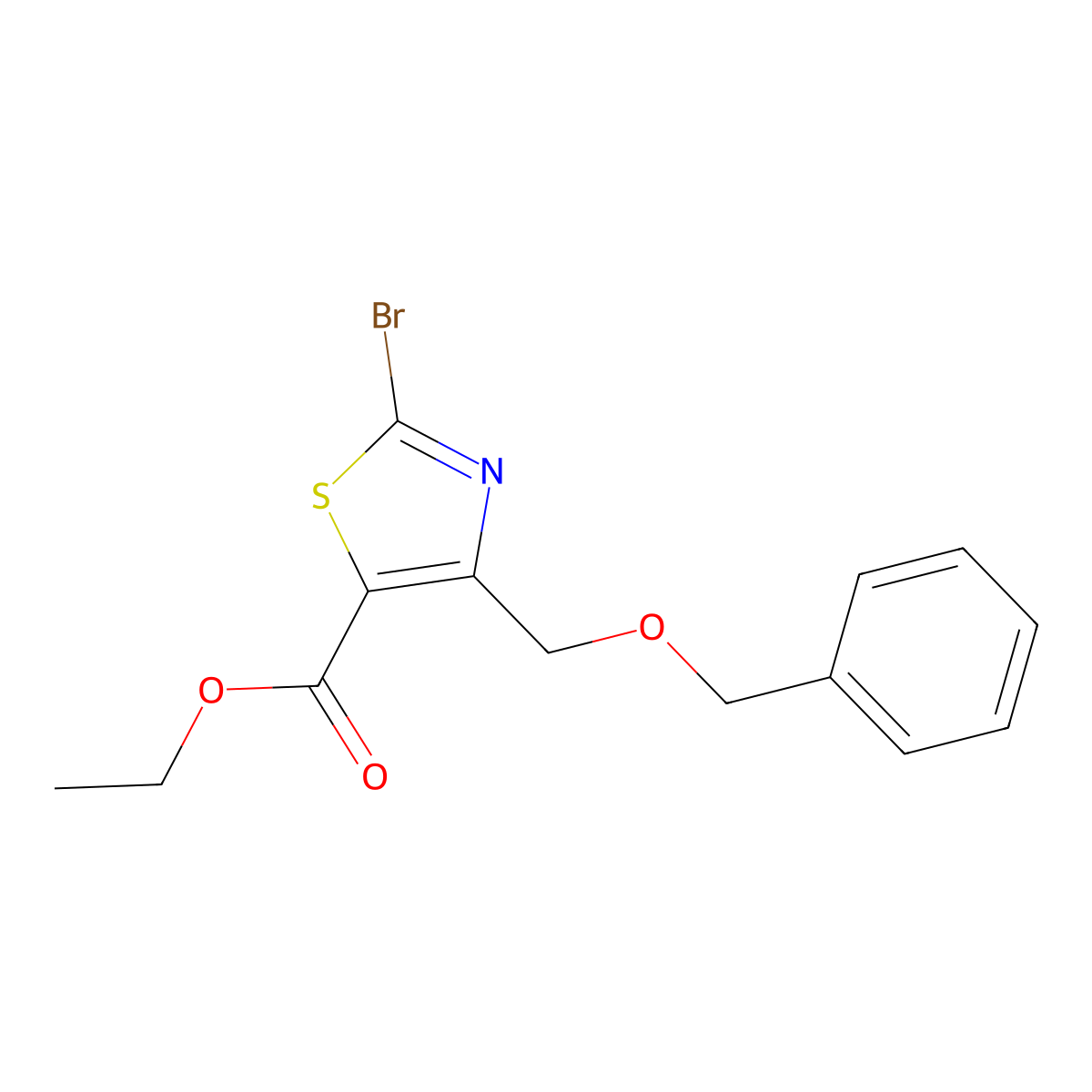 Ethyl 4-((benzyloxy)methyl)-2-bromothiazole-5-carboxylate molecular structure, CAS 1206908-00-0