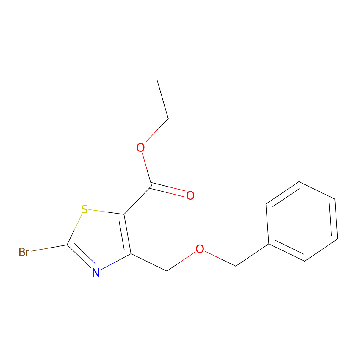 Ethyl 4-((benzyloxy)methyl)-2-bromothiazole-5-carboxylate molecular structure, CAS 1206908-00-0