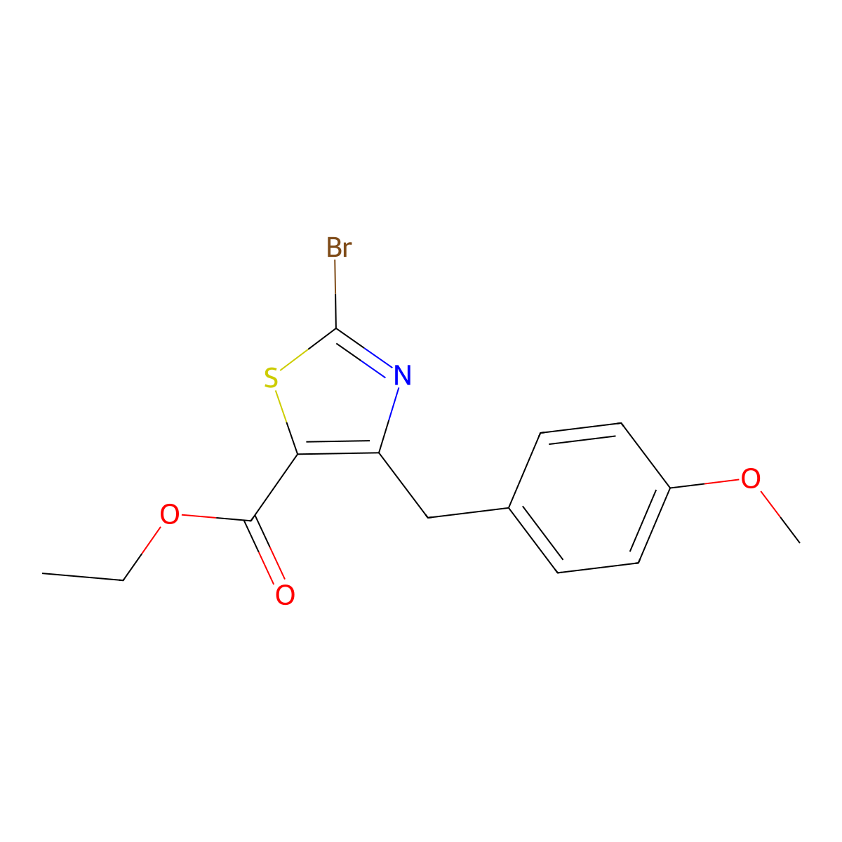 Ethyl 2-bromo-4-(4-methoxybenzyl)thiazole-5-carboxylate molecular structure, CAS 1206908-02-2
