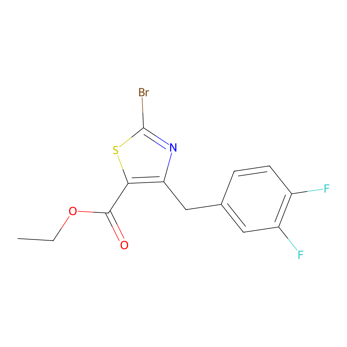 Ethyl 2-bromo-4-(3,4-difluorobenzyl)thiazole-5-carboxylate molecular structure, CAS 1206908-06-6