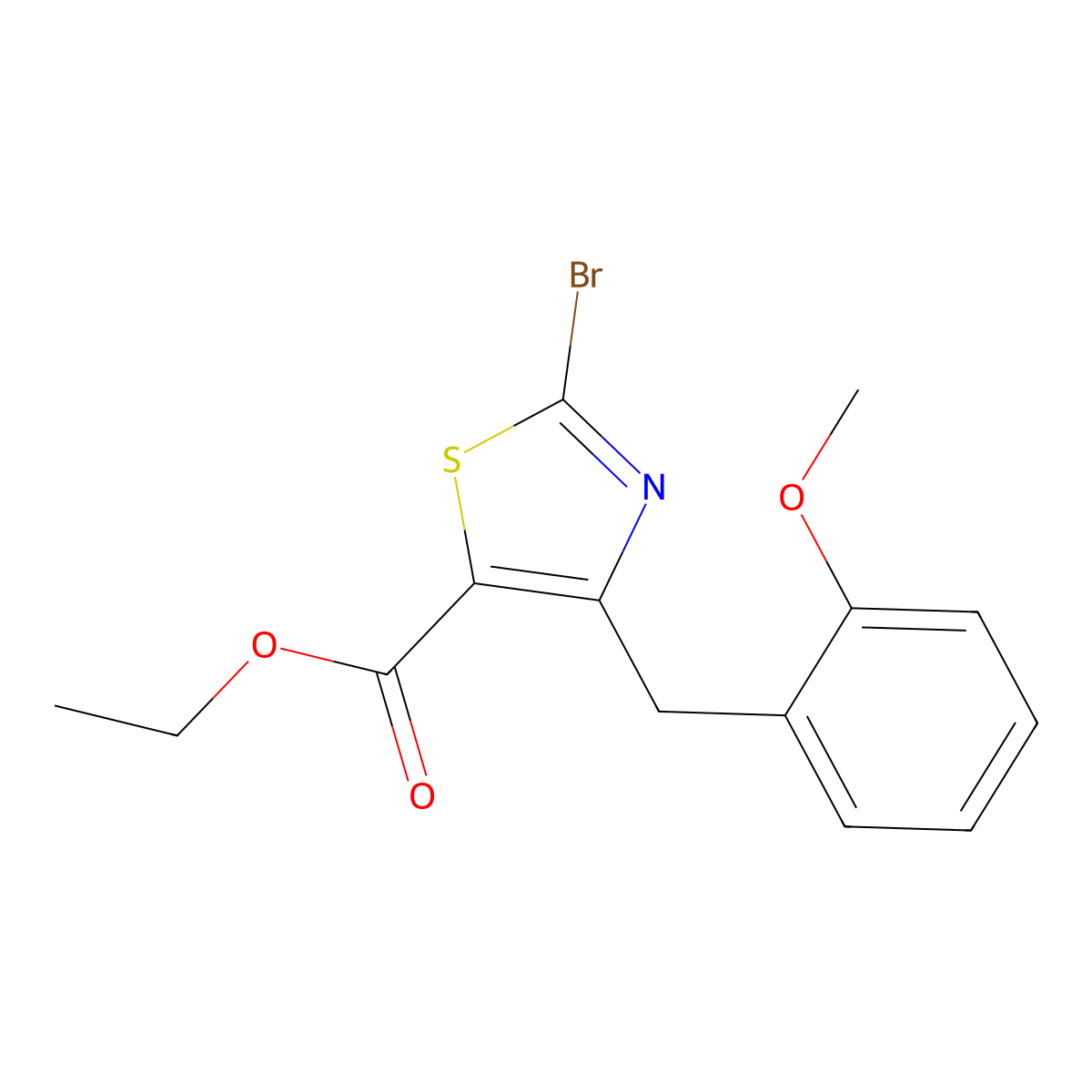 Ethyl 2-bromo-4-(2-methoxybenzyl)thiazole-5-carboxylate molecular structure, CAS 1206908-14-6