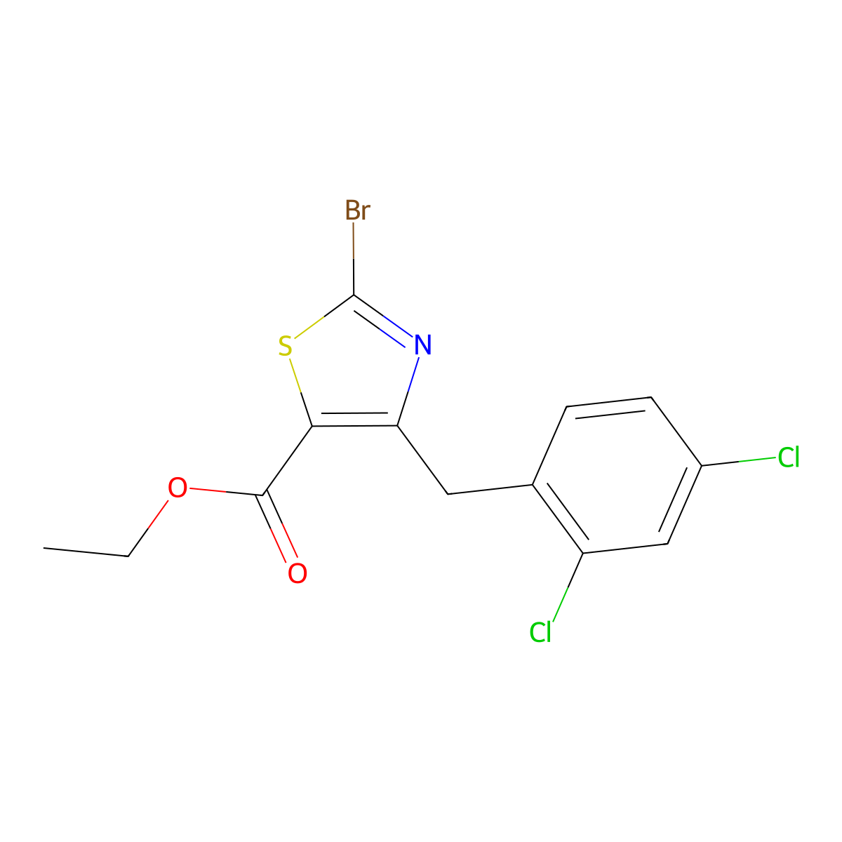 Ethyl 2-bromo-4-(2,4-dichlorobenzyl)thiazole-5-carboxylate molecular structure, CAS 1206908-18-0