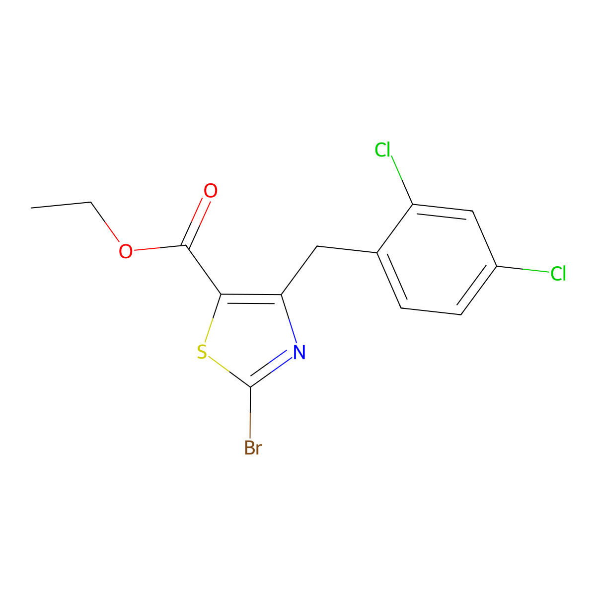 Ethyl 2-bromo-4-(2,4-dichlorobenzyl)thiazole-5-carboxylate molecular structure, CAS 1206908-18-0