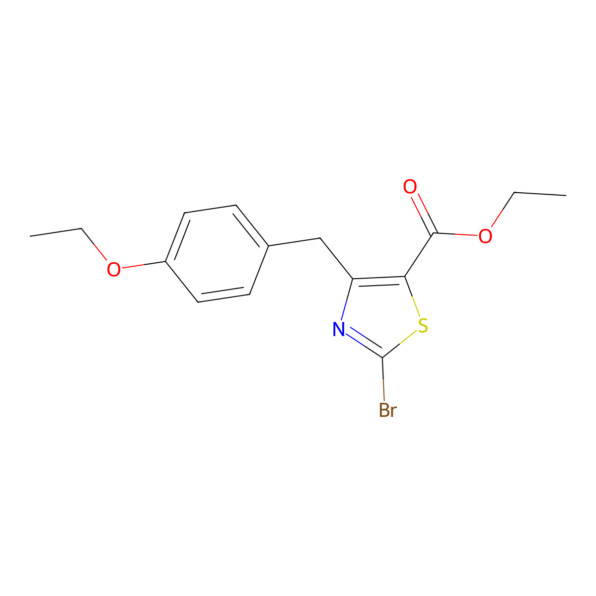 Ethyl 2-bromo-4-(4-ethoxybenzyl)thiazole-5-carboxylate molecular structure, CAS 1206908-19-1