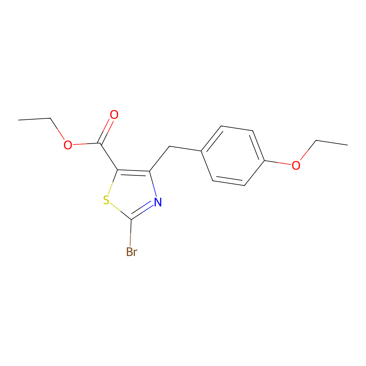 Ethyl 2-bromo-4-(4-ethoxybenzyl)thiazole-5-carboxylate molecular structure, CAS 1206908-19-1