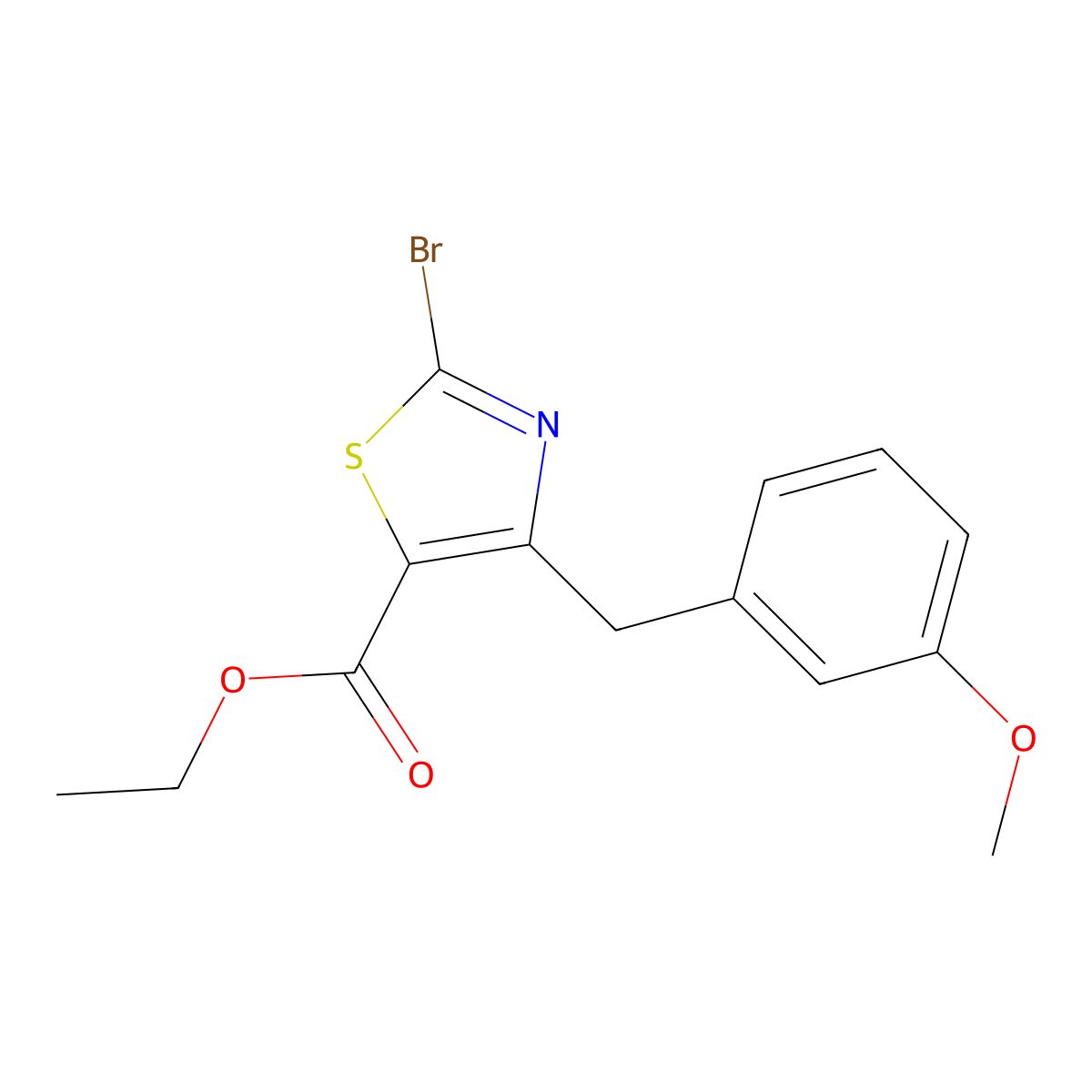 Ethyl 2-bromo-4-(3-methoxybenzyl)thiazole-5-carboxylate molecular structure, CAS 1206908-23-7