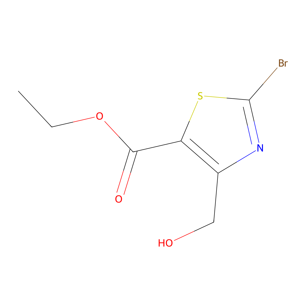 Ethyl 2-bromo-4-(hydroxymethyl)thiazole-5-carboxylate molecular structure, CAS 1206908-29-3