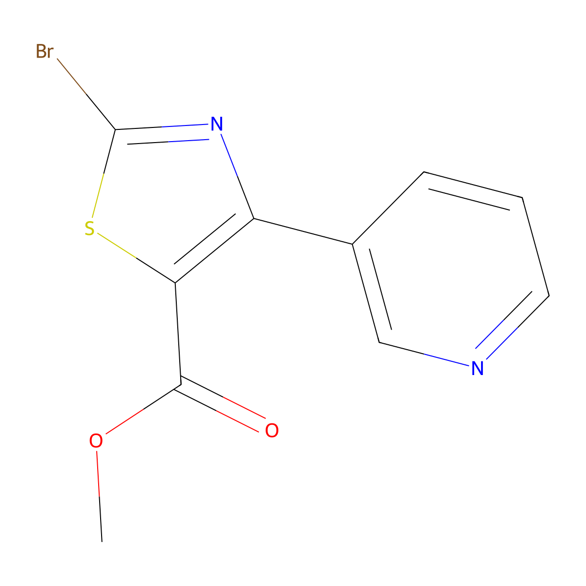 Methyl 2-bromo-4-(pyridin-3-yl)thiazole-5-carboxylate molecular structure, CAS 1206908-41-9