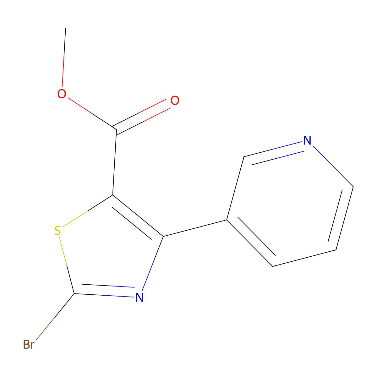 Methyl 2-bromo-4-(pyridin-3-yl)thiazole-5-carboxylate molecular structure, CAS 1206908-41-9