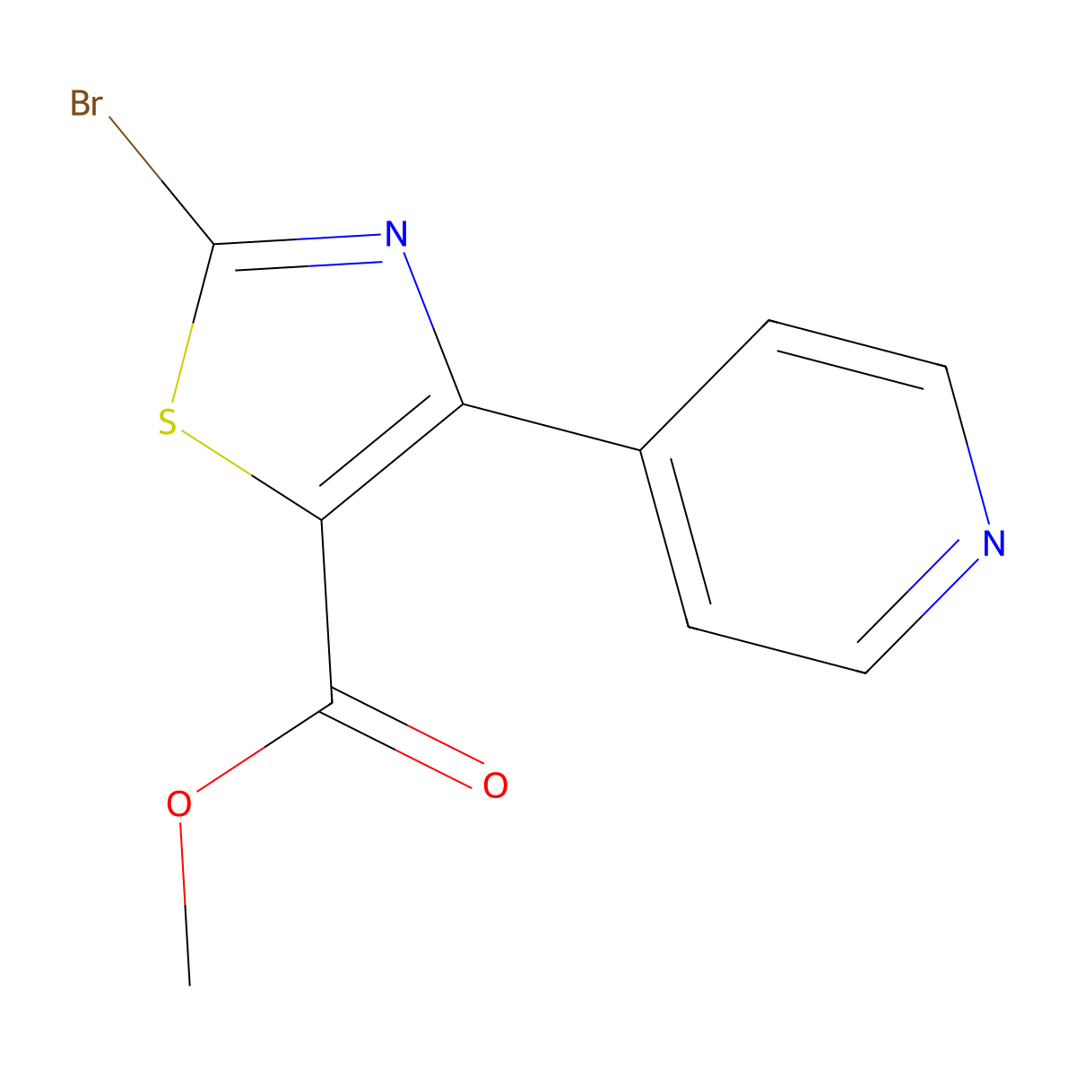 Methyl 2-bromo-4-(pyridin-4-yl)thiazole-5-carboxylate molecular structure, CAS 1206908-42-0