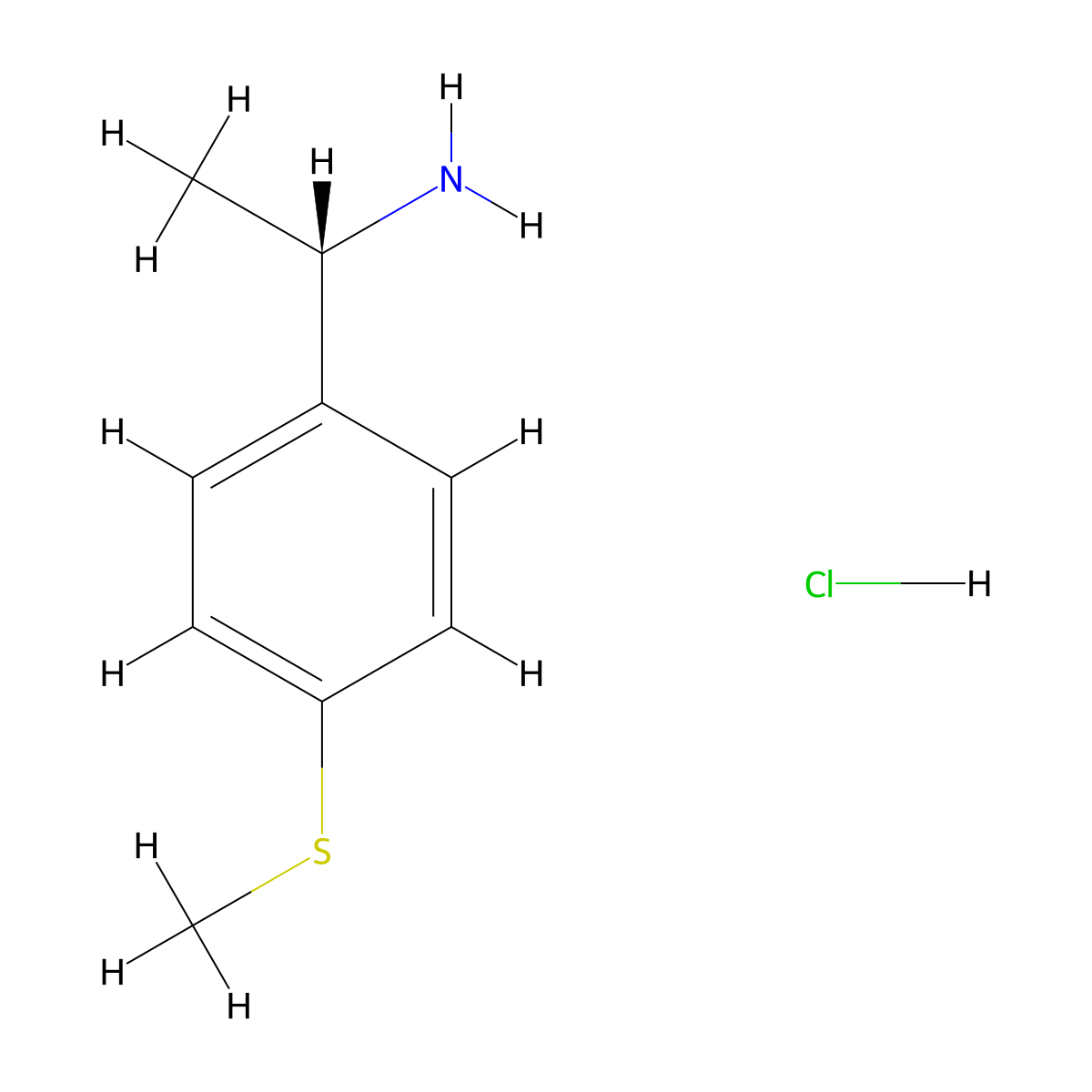 (S)-1-(4-(Methylthio)phenyl)ethanamine hydrochloride molecular structure, CAS 1206910-91-9