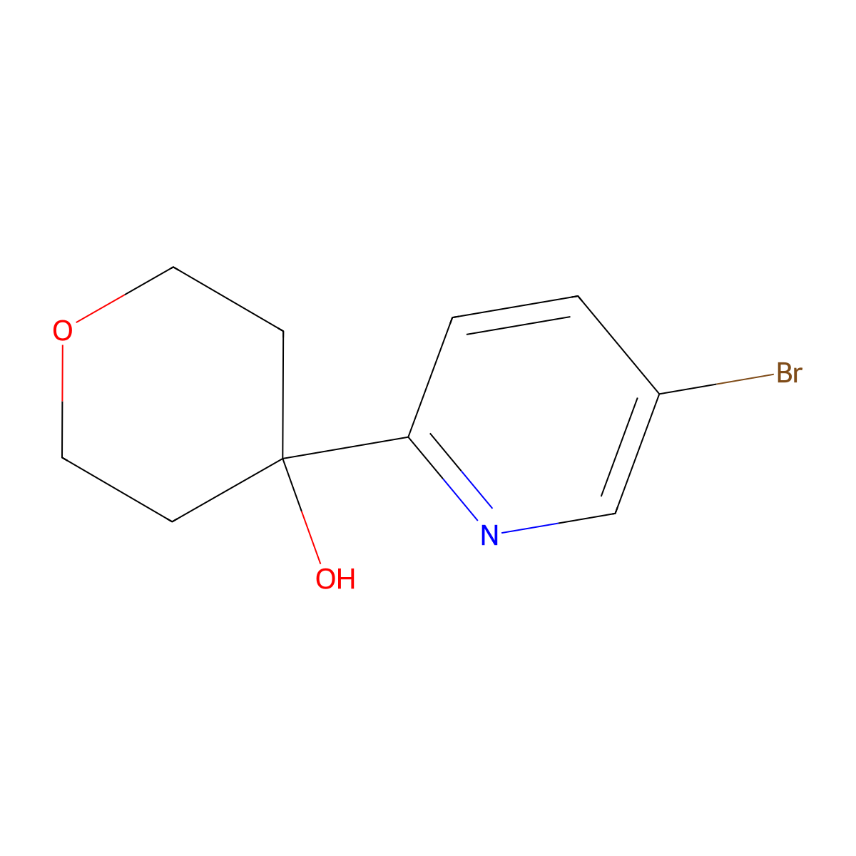 4-(5-Bromopyridin-2-yl)oxan-4-ol molecular structure, CAS 1206912-74-4