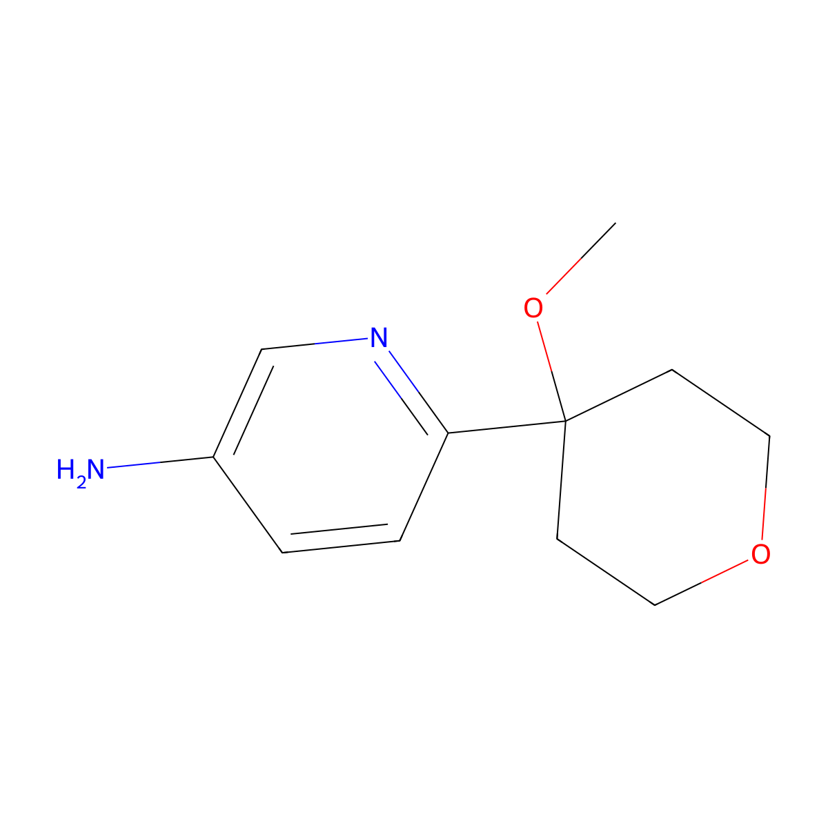 6-(4-Methoxyoxan-4-yl)pyridin-3-amine molecular structure, CAS 1206912-76-6