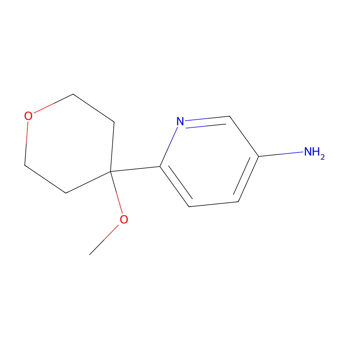 6-(4-Methoxyoxan-4-yl)pyridin-3-amine molecular structure, CAS 1206912-76-6