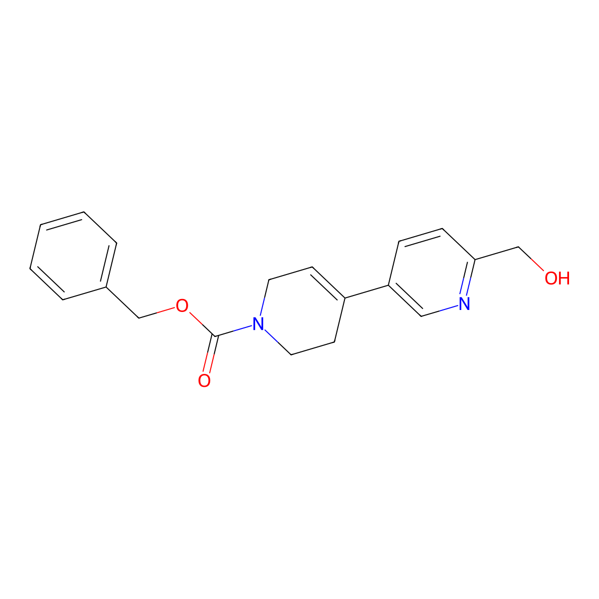 Benzyl 4-[2-(hydroxymethyl)pyridin-5-yl]-3,6-dihydro-2H-pyridine-1-carboxylate molecular structure, CAS 1206968-55-9