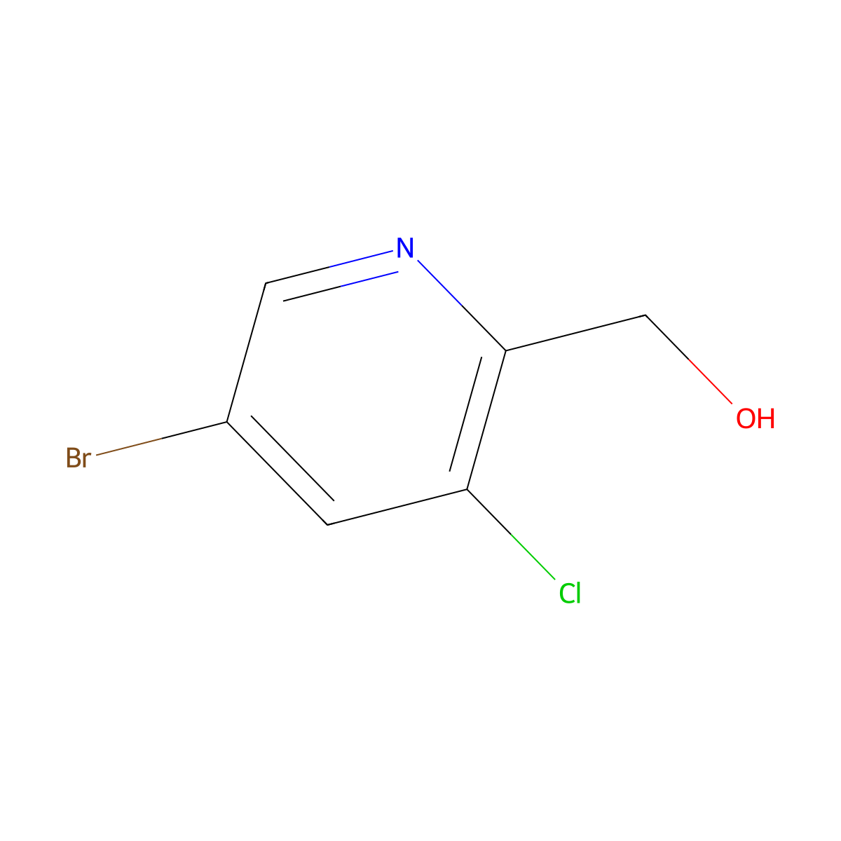(5-Bromo-3-chloropyridin-2-yl)methanol molecular structure, CAS 1206968-88-8