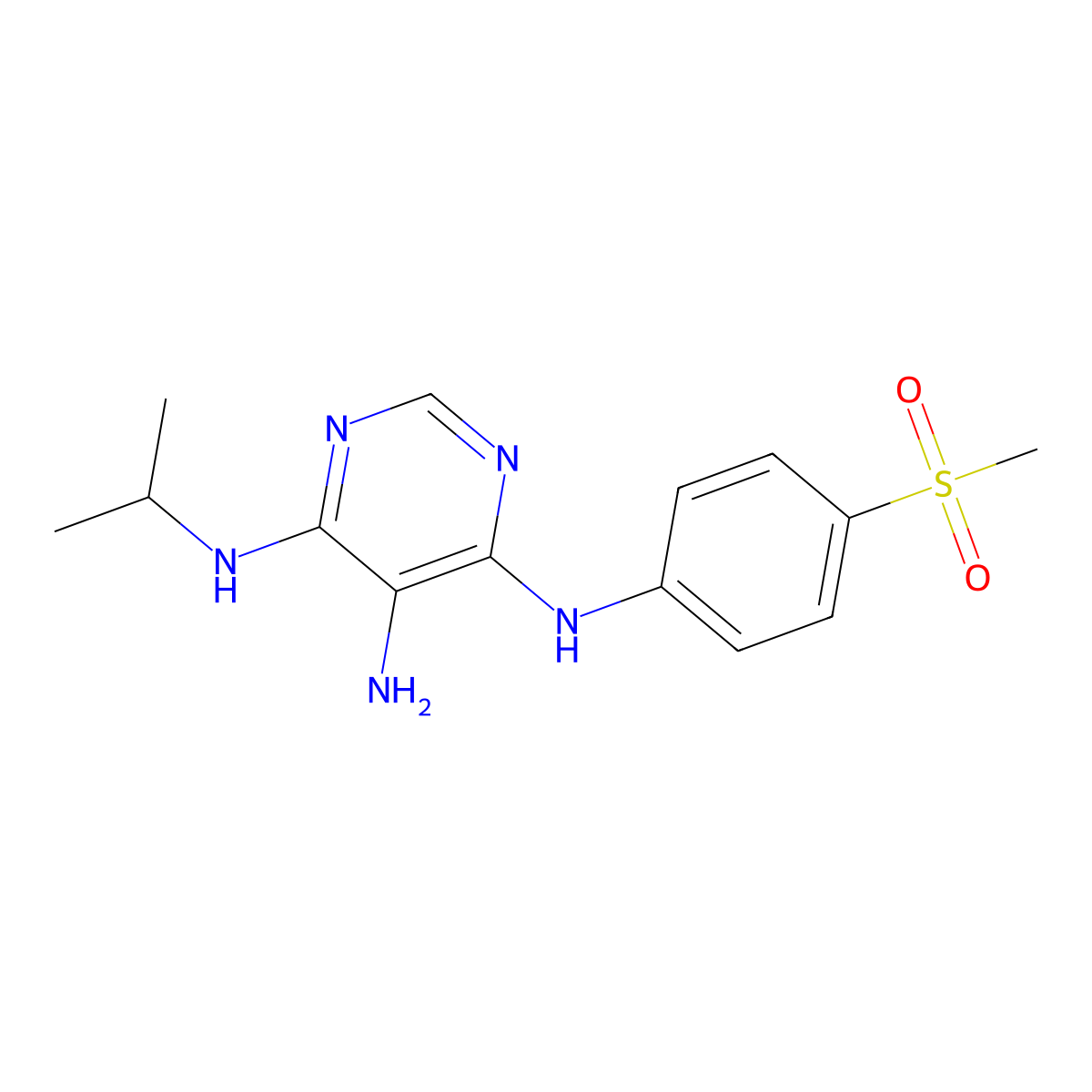 N4-isopropyl-N6-(4-(methylsulfonyl)phenyl)pyrimidine-4,5,6-triamine molecular structure, CAS 1206969-13-2