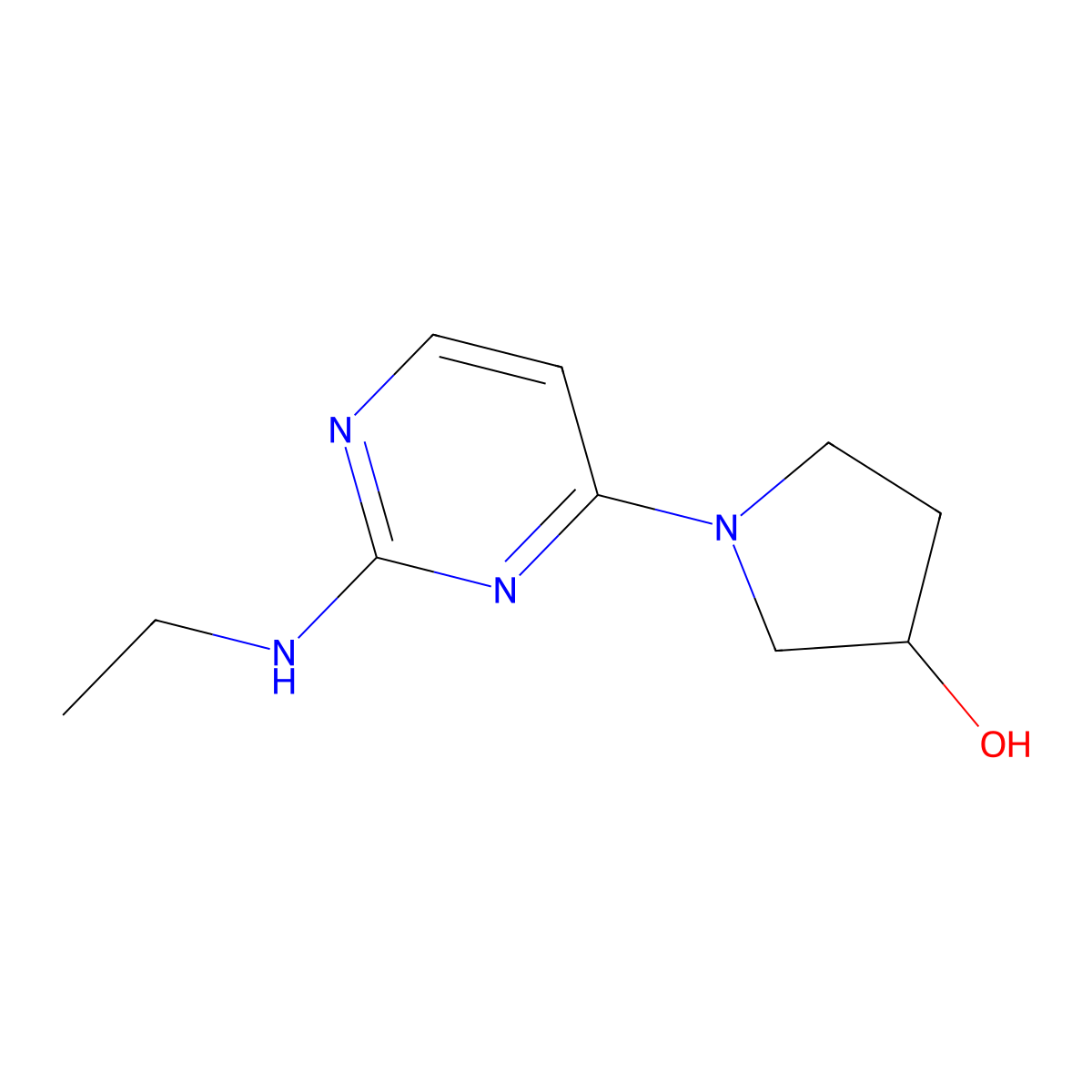 1-(2-(Ethylamino)pyrimidin-4-yl)pyrrolidin-3-ol molecular structure, CAS 1206969-24-5