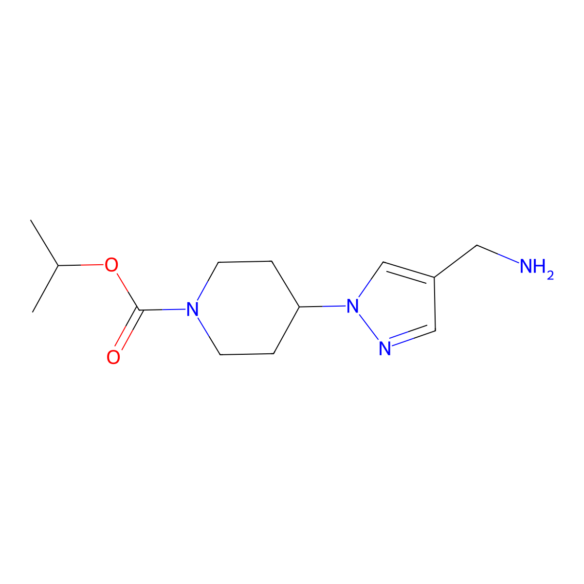 isopropyl 4-(4-(aminomethyl)-1H-pyrazol-1-yl)piperidine-1-carboxylate molecular structure, CAS 1206969-26-7