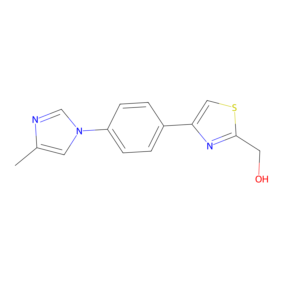 (4-(4-(4-methyl-1H-imidazol-1-yl)phenyl)thiazol-2-yl)methanol molecular structure, CAS 1206969-30-3