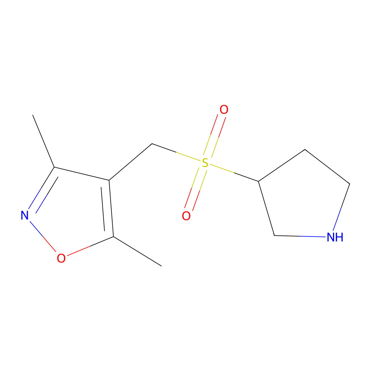 3,5-Dimethyl-4-((pyrrolidin-3-ylsulfonyl)methyl)isoxazole molecular structure, CAS 1206969-35-8