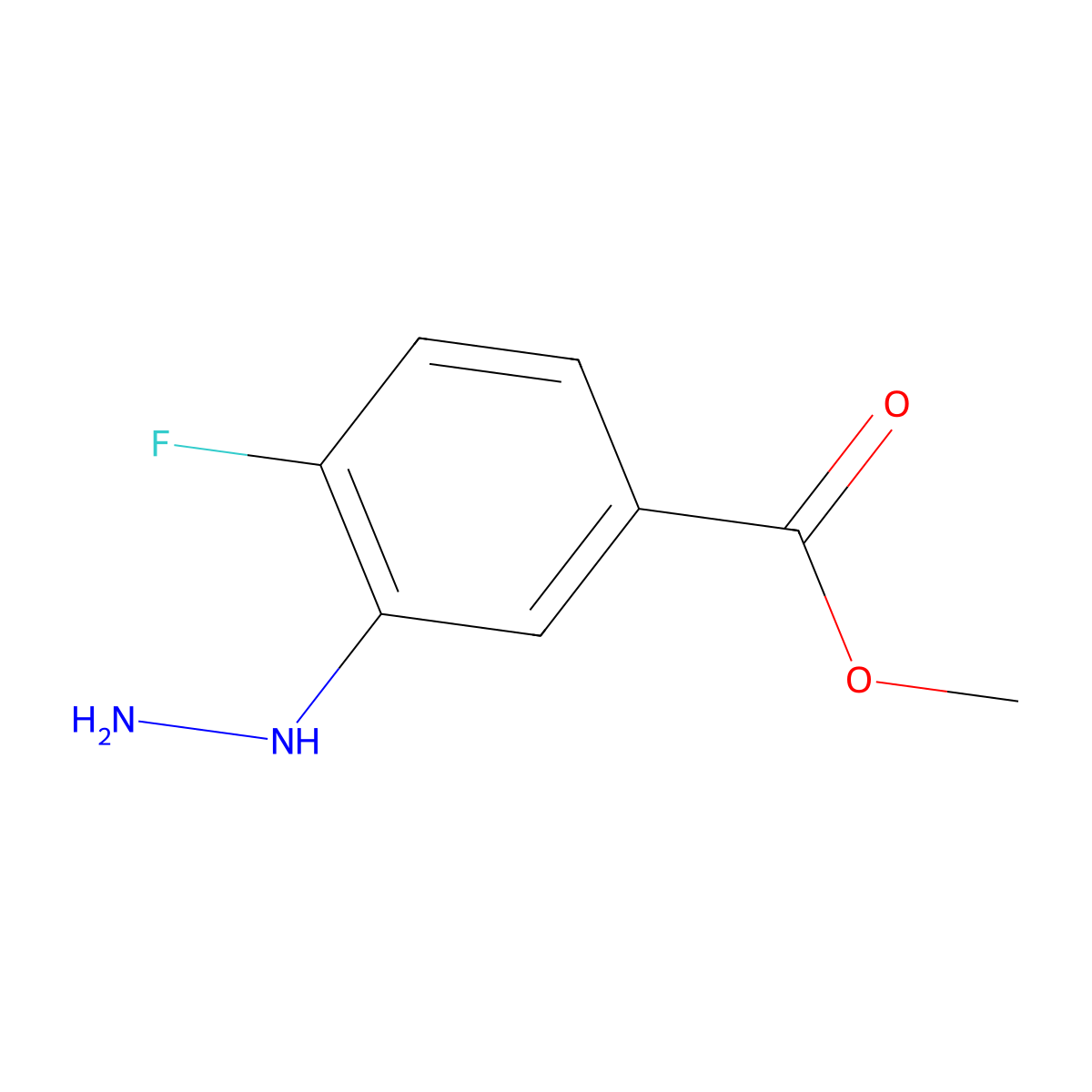 Methyl 4-fluoro-3-hydrazinylbenzoate molecular structure, CAS 1206969-39-2