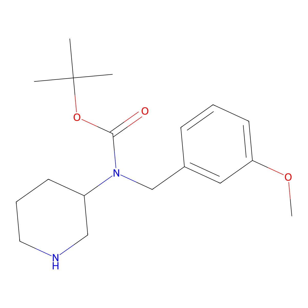 Tert-butyl 3-methoxybenzylpiperidin-3-ylcarbamate molecular structure, CAS 1206969-40-5