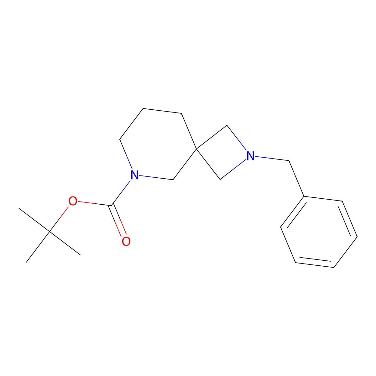 Tert-butyl 2-benzyl-2,6-diazaspiro[3.5]nonane-6-carboxylate molecular structure, CAS 1206969-43-8