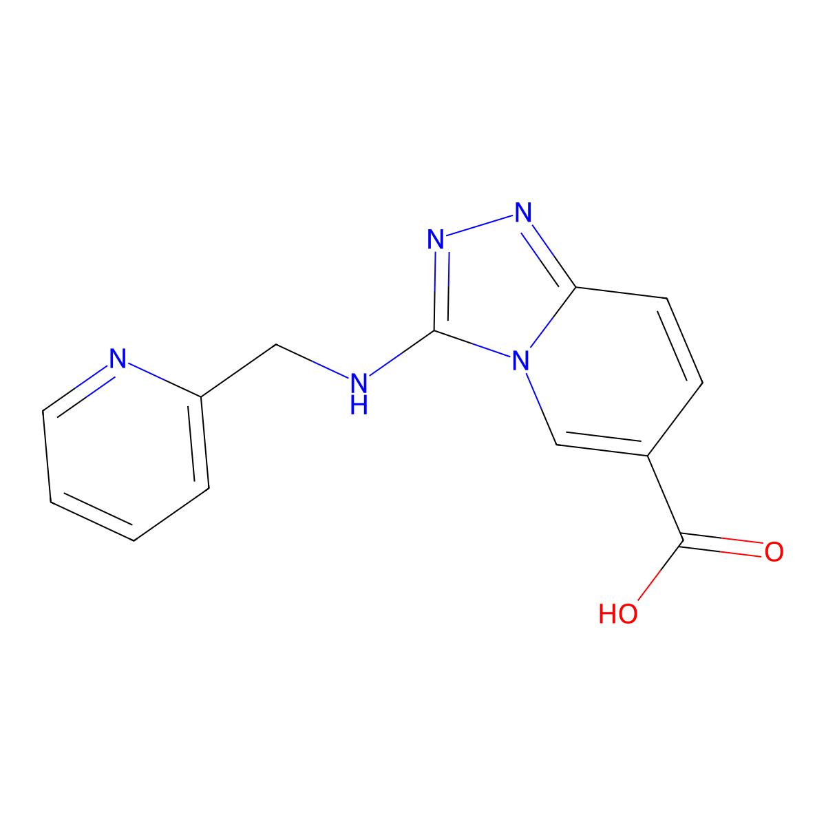 3-((Pyridin-2-yl)methylamino)-[1,2,4]triazolo[4,3-a]pyridine-6-carboxylic acid molecular structure, CAS 1206969-46-1