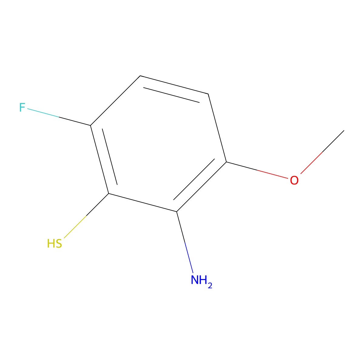 2-Amino-6-fluoro-3-methoxybenzenethiol molecular structure, CAS 1206969-47-2