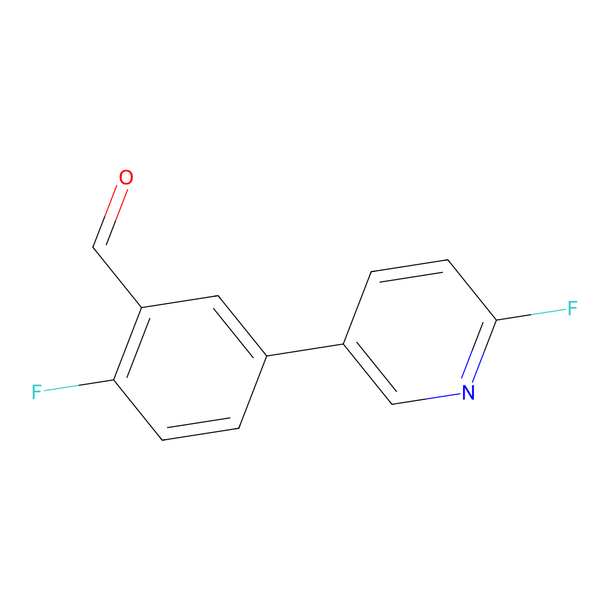 2-Fluoro-5-(6-fluoropyridin-3-yl)benzaldehyde molecular structure, CAS 1206969-49-4