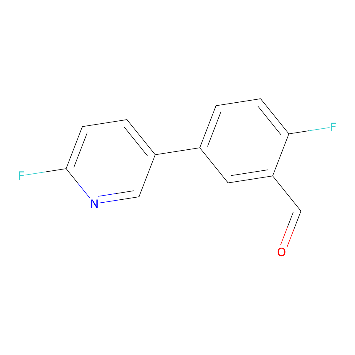 2-Fluoro-5-(6-fluoropyridin-3-yl)benzaldehyde molecular structure, CAS 1206969-49-4