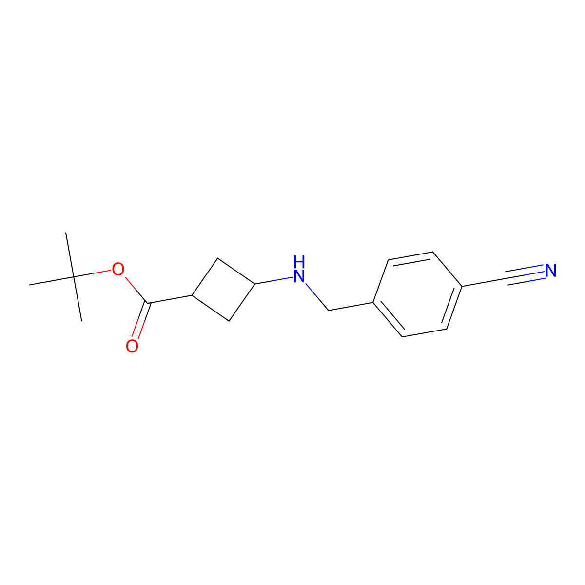 Tert-butyl 3-(4-cyanobenzylamino)cyclobutanecarboxylate molecular structure, CAS 1206969-52-9