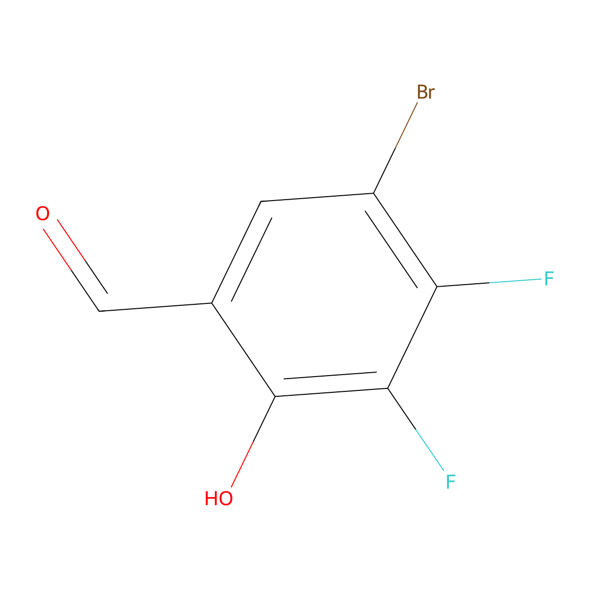 5-Bromo-3,4-difluoro-2-hydroxybenzaldehyde molecular structure, CAS 1206969-61-0