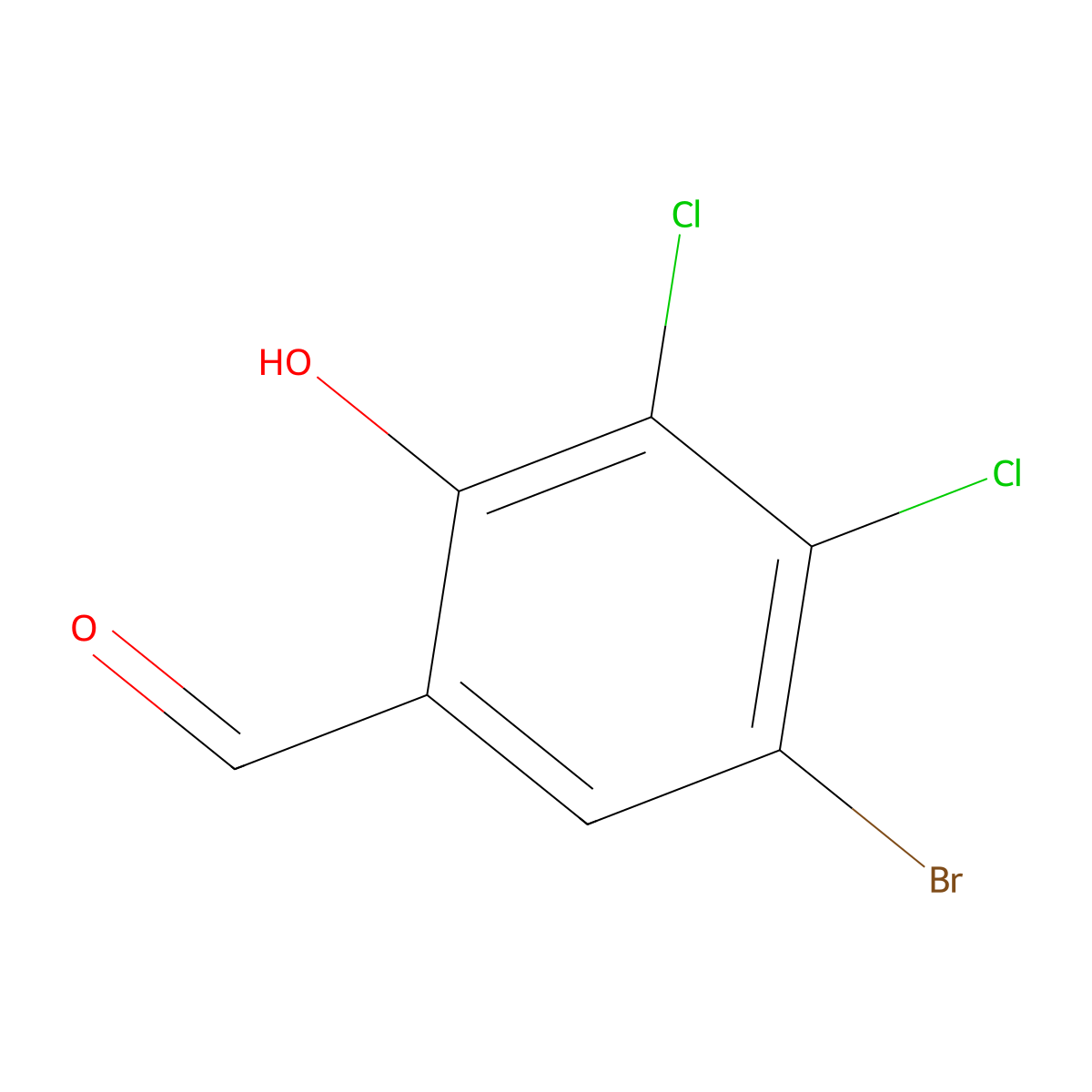 5-Bromo-3,4-dichloro-2-hydroxybenzaldehyde molecular structure, CAS 1206969-65-4