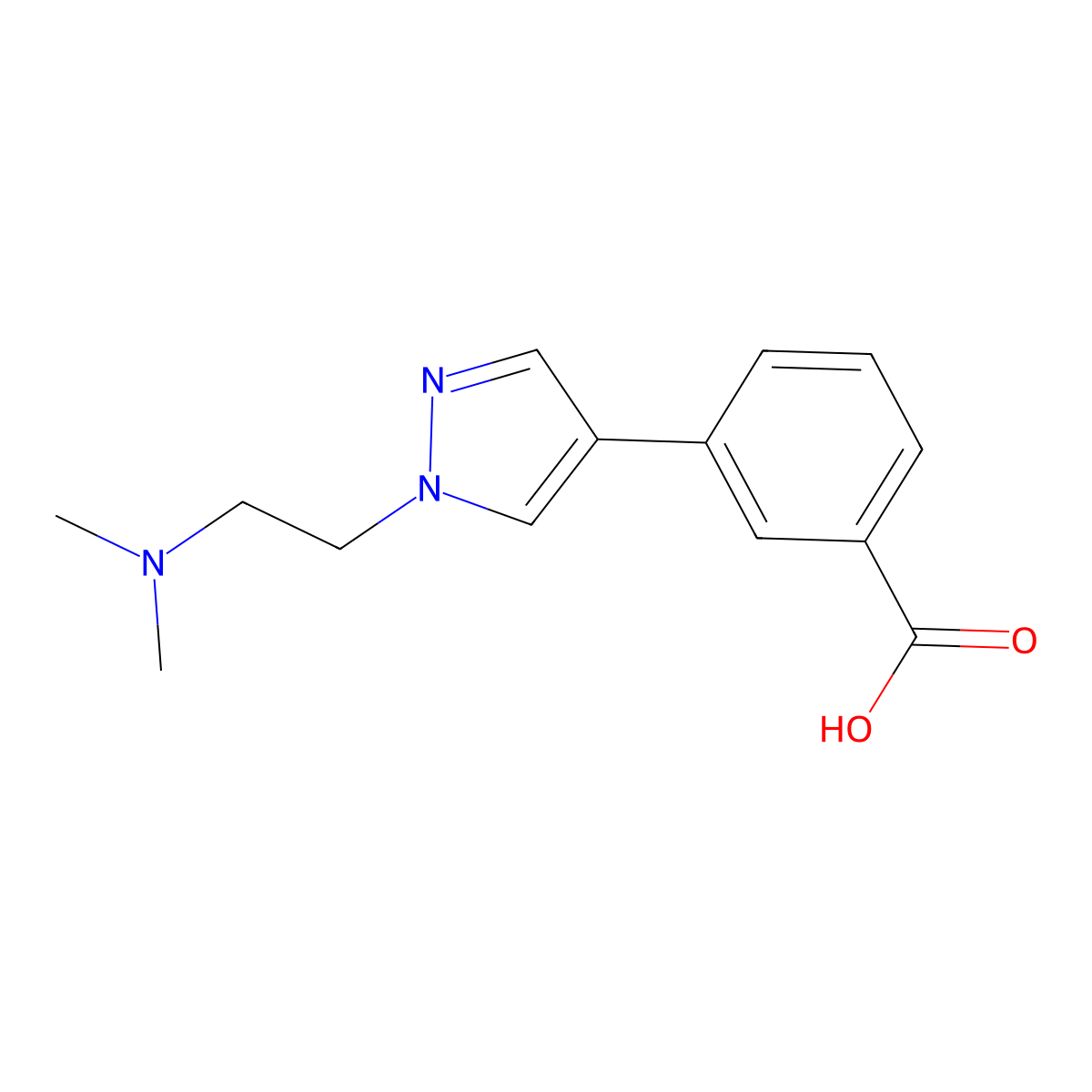 3-(1-(2-(dimethylamino)ethyl)-1H-pyrazol-4-yl)benzoic acid molecular structure, CAS 1206969-78-9