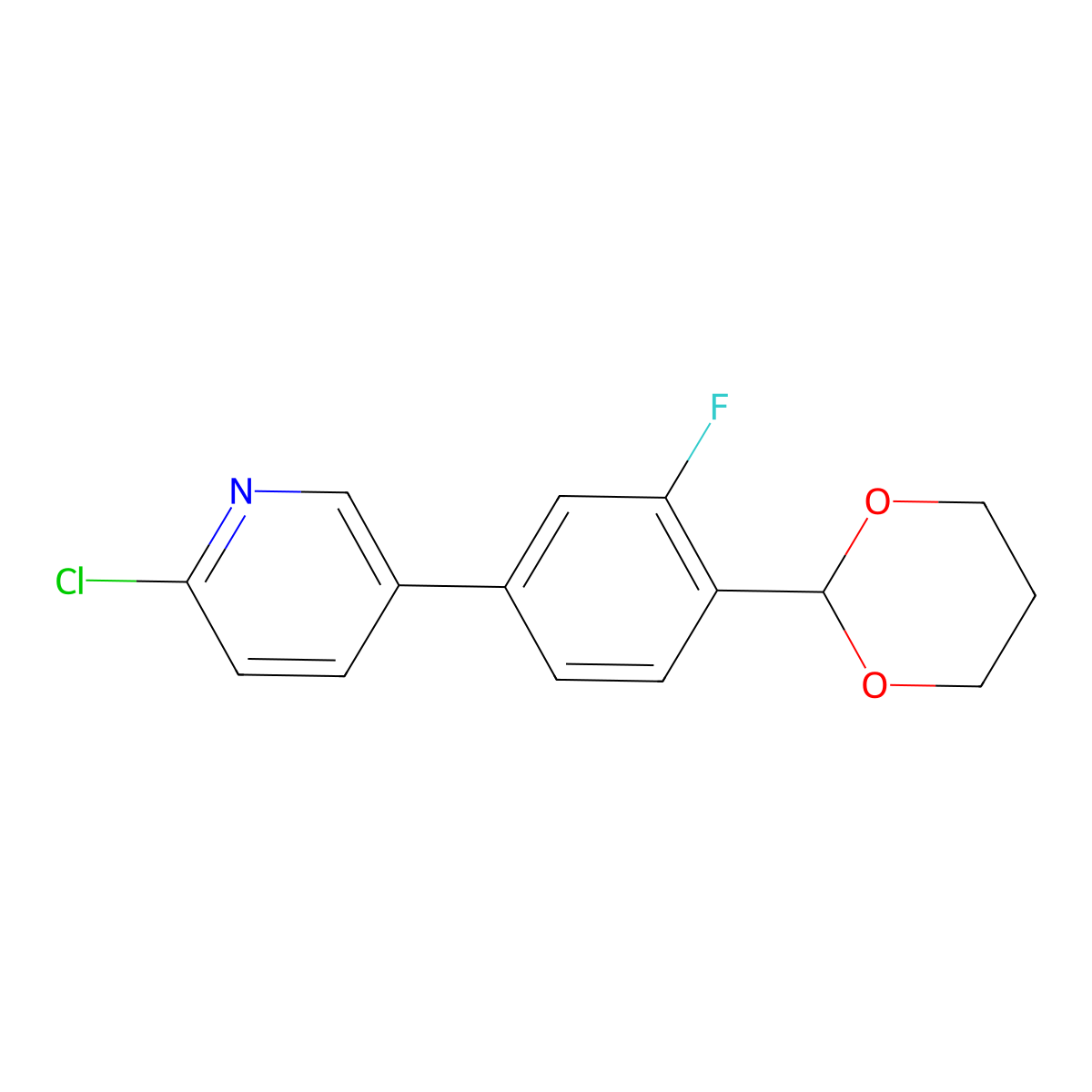 5-(4-(1,3-Dioxan-2-yl)-3-fluorophenyl)-2-chloropyridine molecular structure, CAS 1206969-79-0