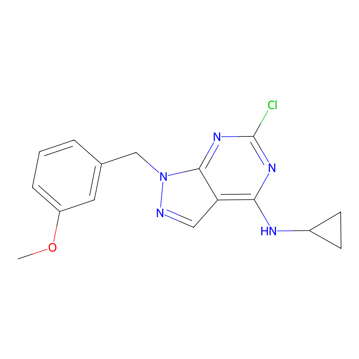1-(3-methoxybenzyl)-6-chloro-N-cyclopropyl-1H-pyrazolo[3,4-d]pyrimidin-4-amine molecular structure, CAS 1206969-84-7