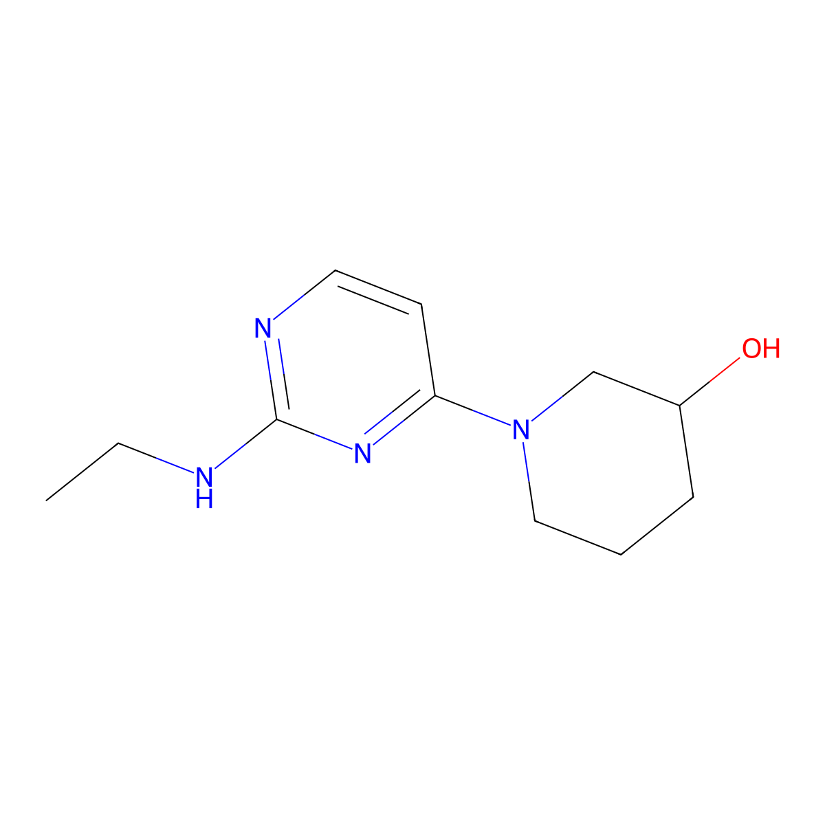 1-(2-Ethylamino-pyrimidin-4-YL)-piperidin-3-OL molecular structure, CAS 1206969-94-9