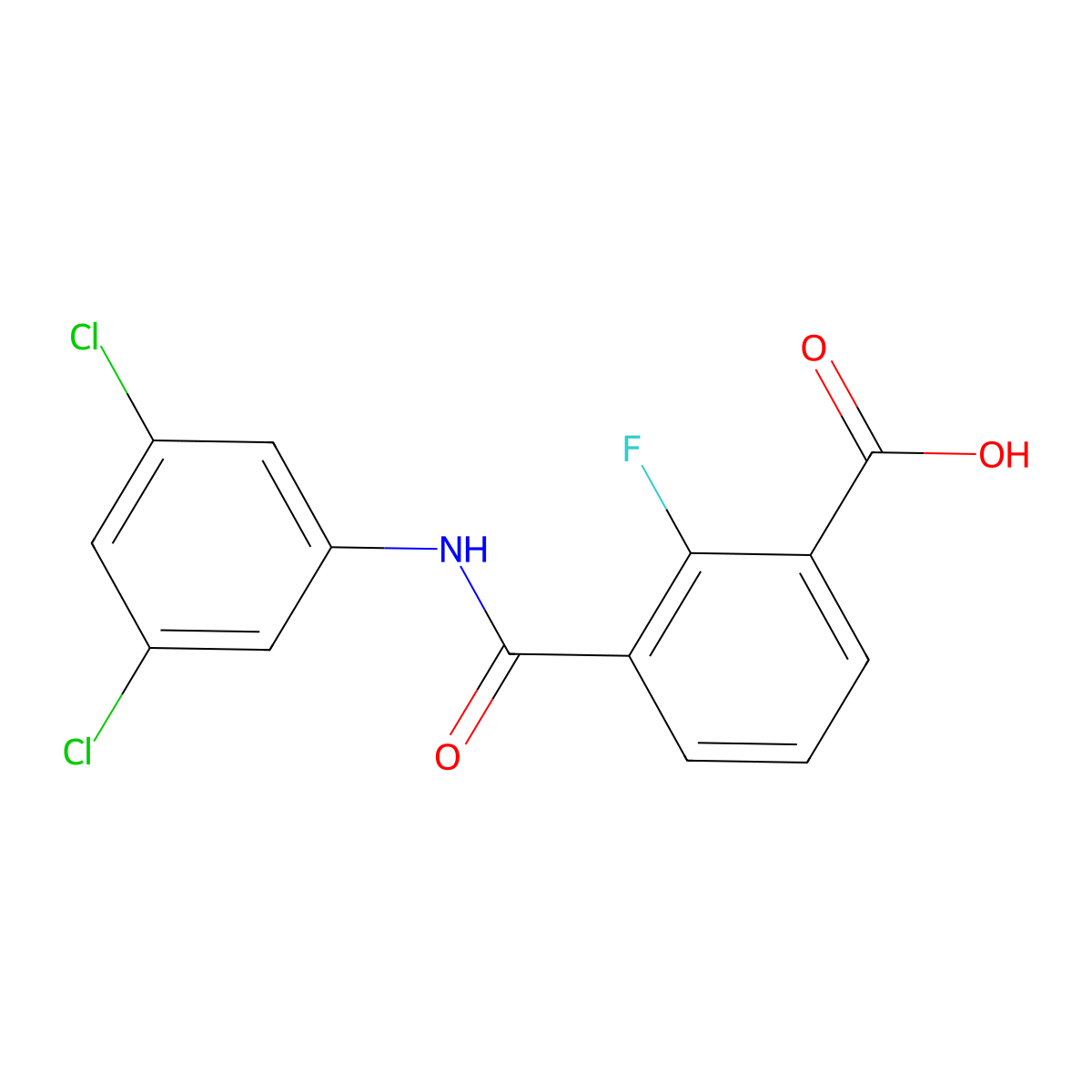 3-(3,5-Dichlorophenylcarbamoyl)-2-fluorobenzoic acid molecular structure, CAS 1206969-96-1