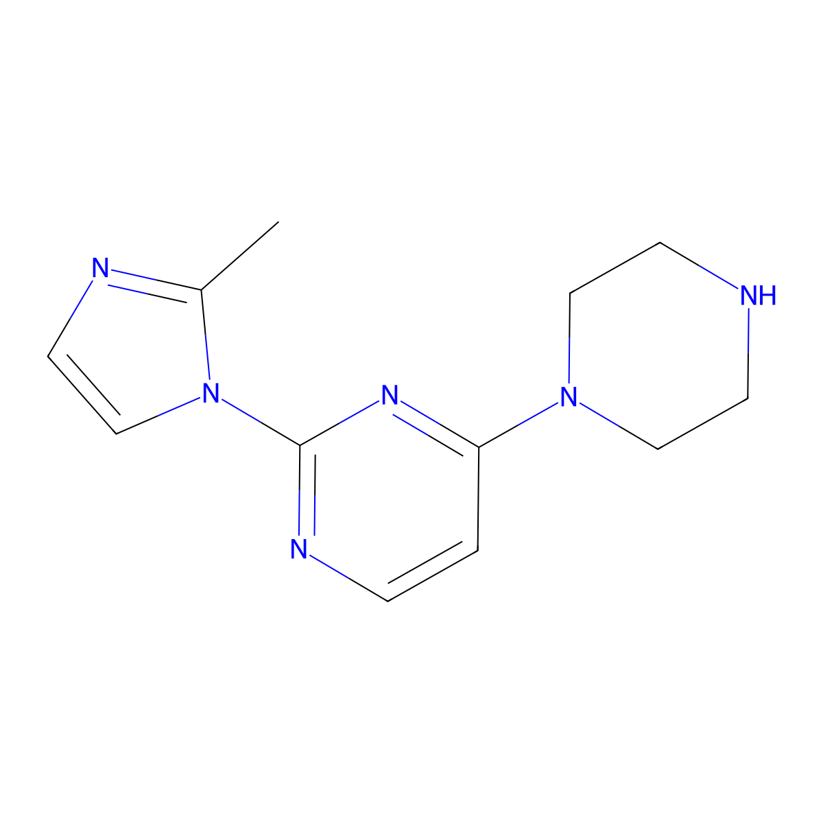 2-(2-methyl-1H-imidazol-1-yl)-4-(piperazin-1-yl)pyrimidine molecular structure, CAS 1206970-10-6