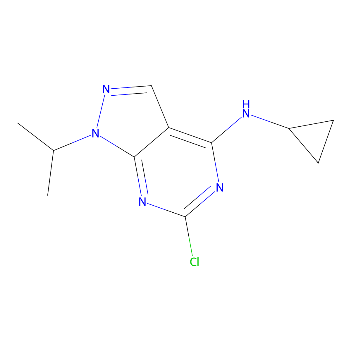 6-chloro-N-cyclopropyl-1-isopropyl-1H-pyrazolo[3,4-d]pyrimidin-4-amine molecular structure, CAS 1206970-15-1