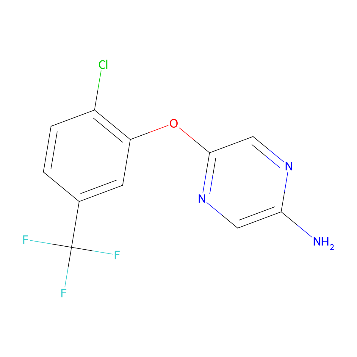 5-(2-Chloro-5-(trifluoromethyl)phenoxy)pyrazin-2-amine molecular structure, CAS 1206970-21-9