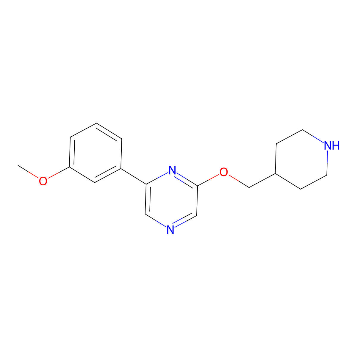 2-((Piperidin-4-yl)methoxy)-6-(3-methoxyphenyl)pyrazine molecular structure, CAS 1206970-23-1